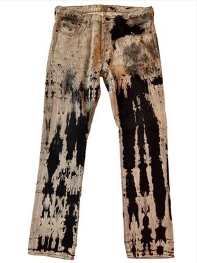 New w/Tags PRPS E70P21V Black/Beige Straight Leg Button Fly Jeans 36 x 35